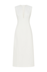 Audrine Suiting Sleeveless Midi Dress - Ivory